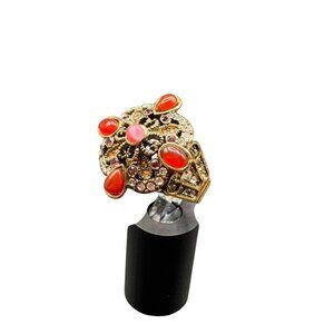 Heidi Daus Ring Size 9 Austrian Crystals Antiqued Gold Tone Earthy Multicolor